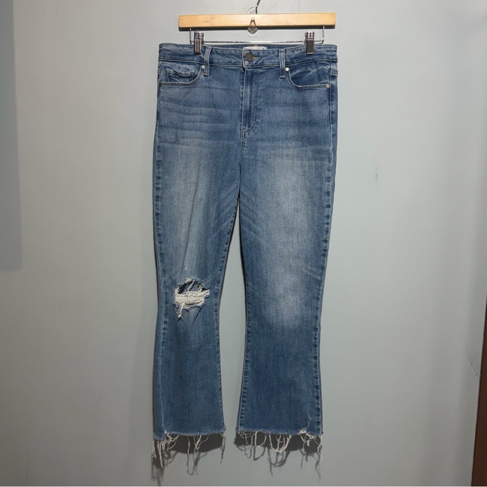Paige Rory Crop Flare Raw Hem Jeans Size 31